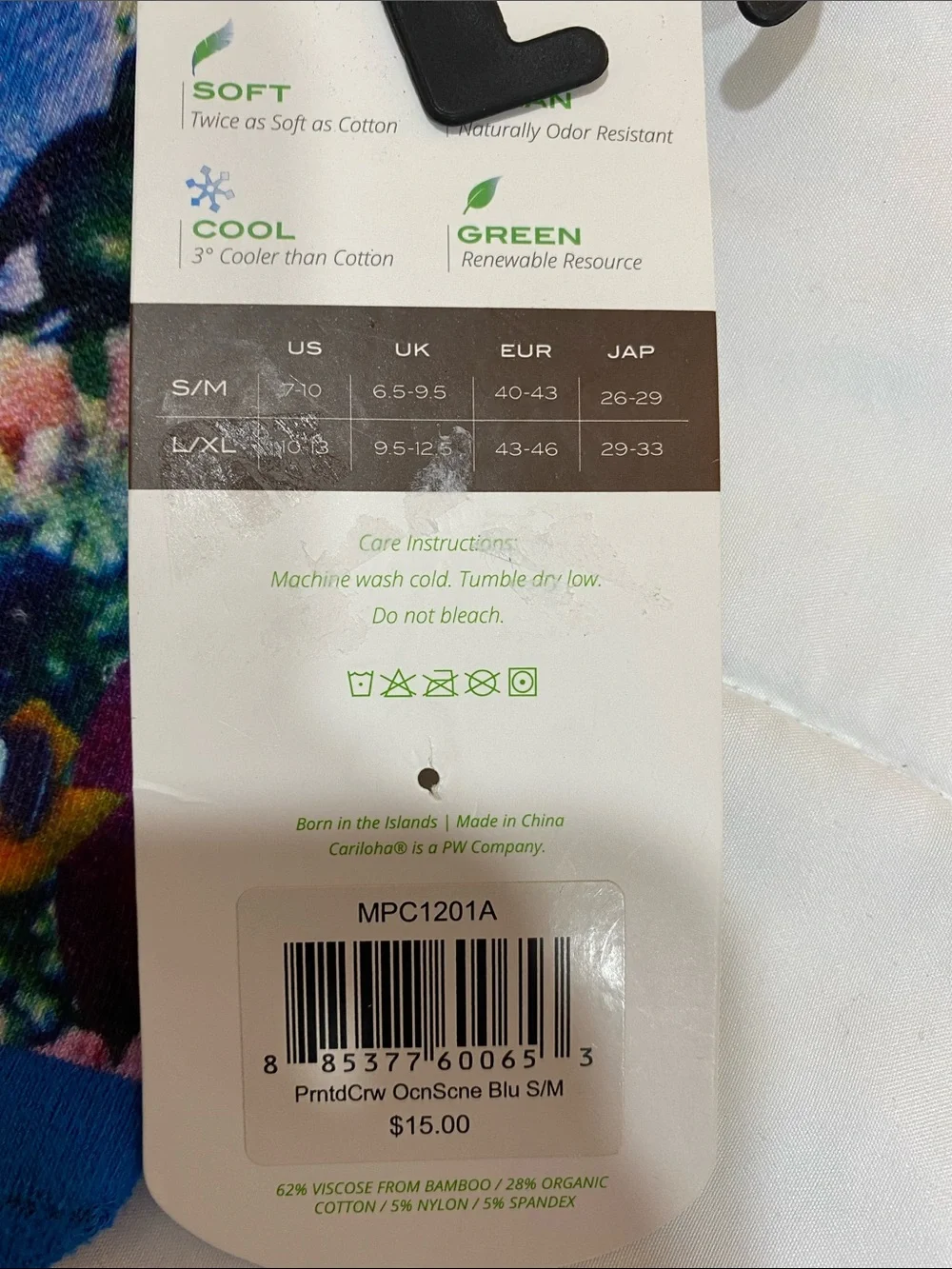 Unbranded Blue Tropical Reef Crew Socks - Ocean Fish Print